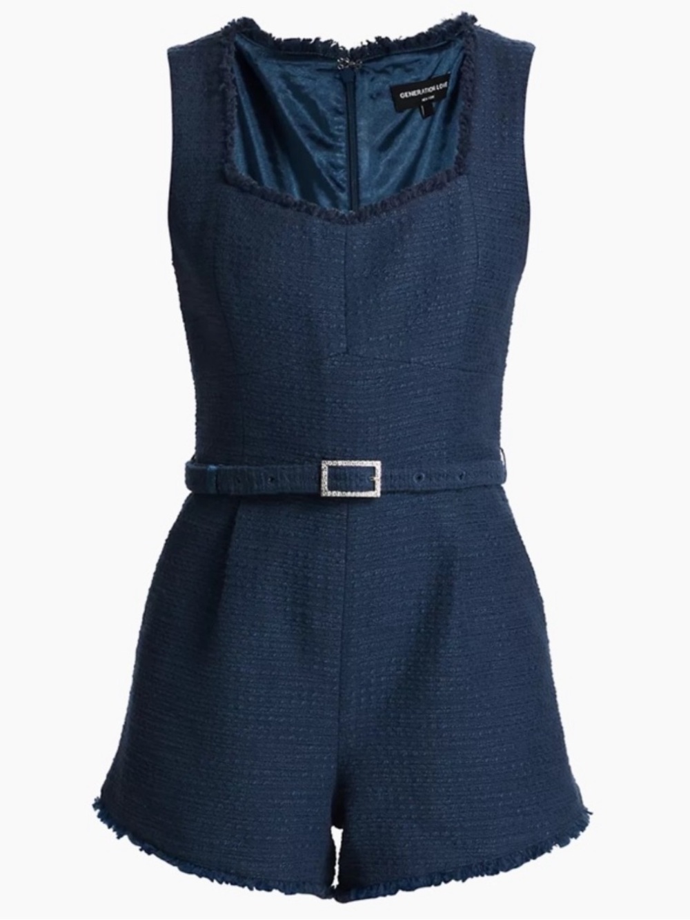 REVOLVE Generation Love Navy Tweed Sleeveless Romper
